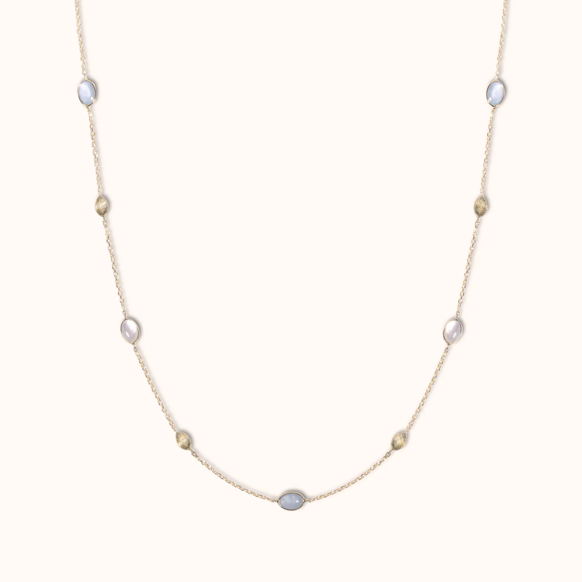 Collana Pigmenti in Oro Acquamarina e Madreperla