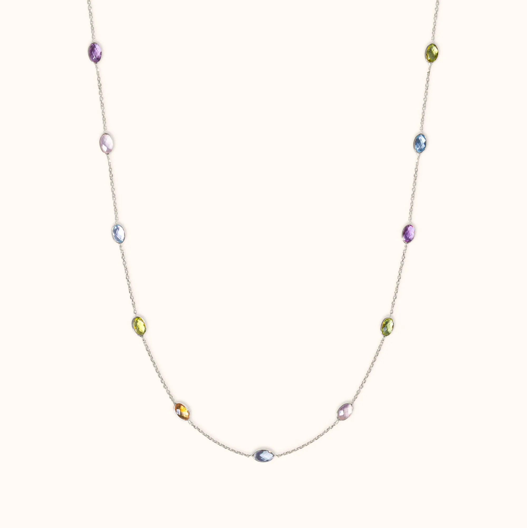 Collana Pigmenti in Oro Bianco e Pietre Naturali