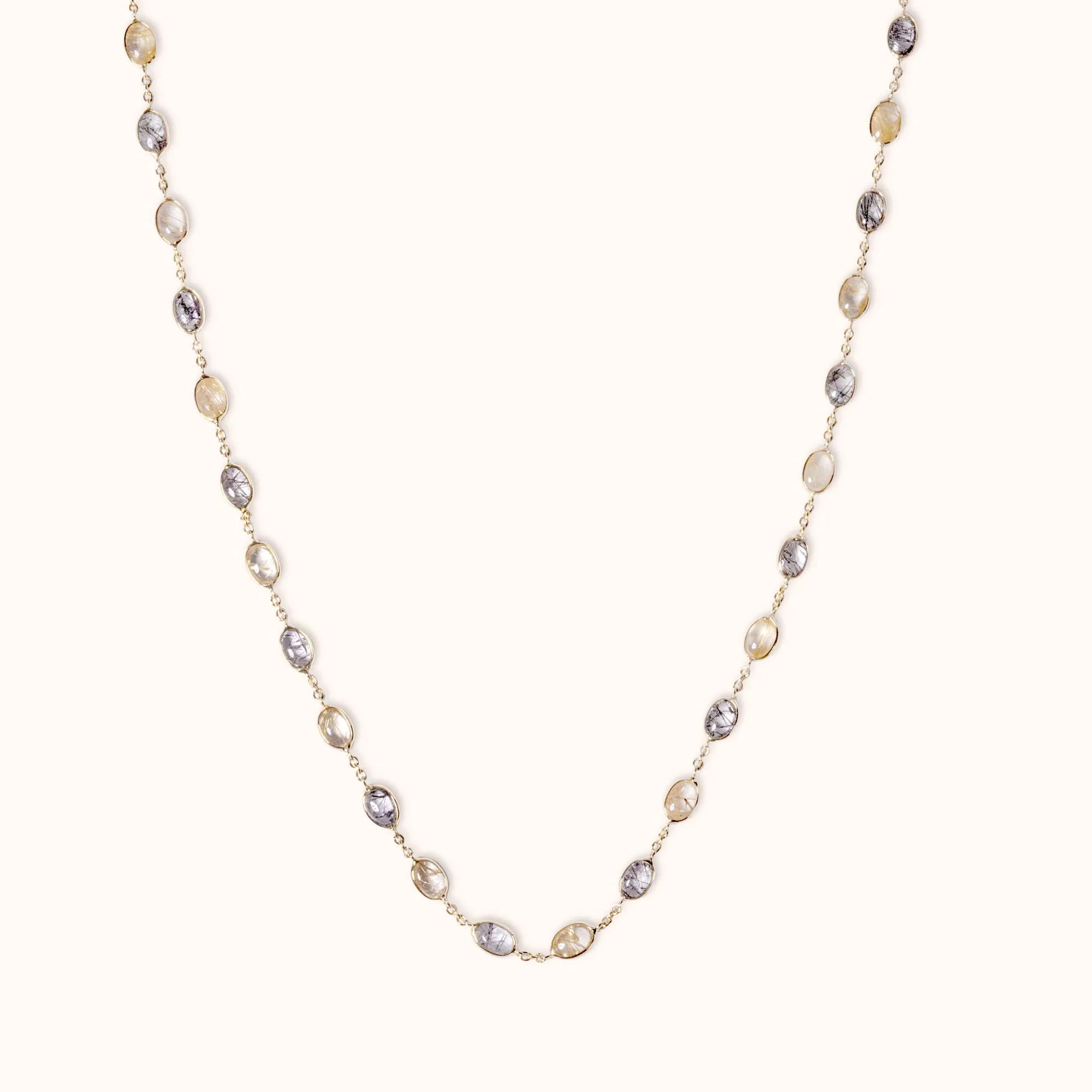 Collana Pigmenti in Oro e Quarzi Rutilati