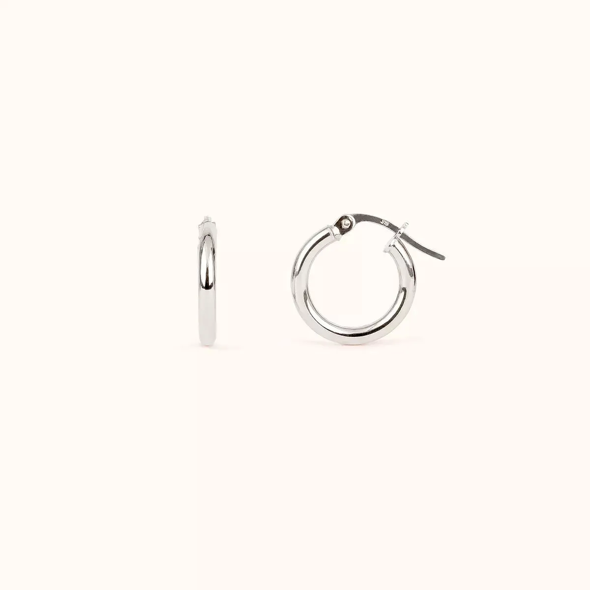 ALFYO Essential Orecchini Cerchio in Oro Bianco 1 cm