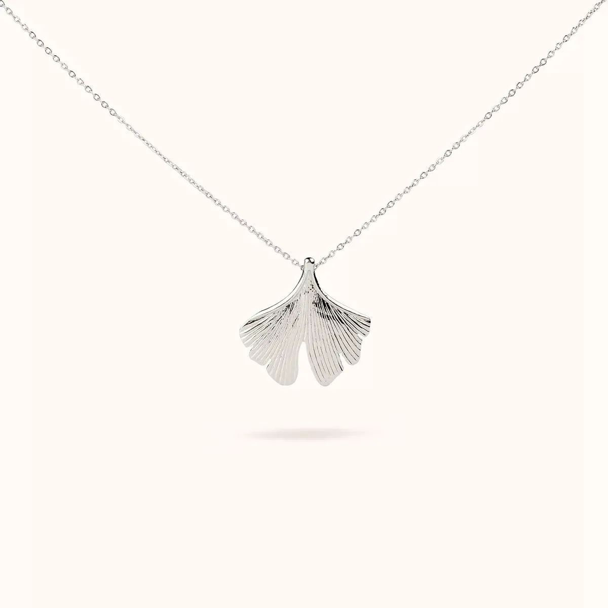 ALFYO Collana Ginkgo Biloba in Oro Bianco