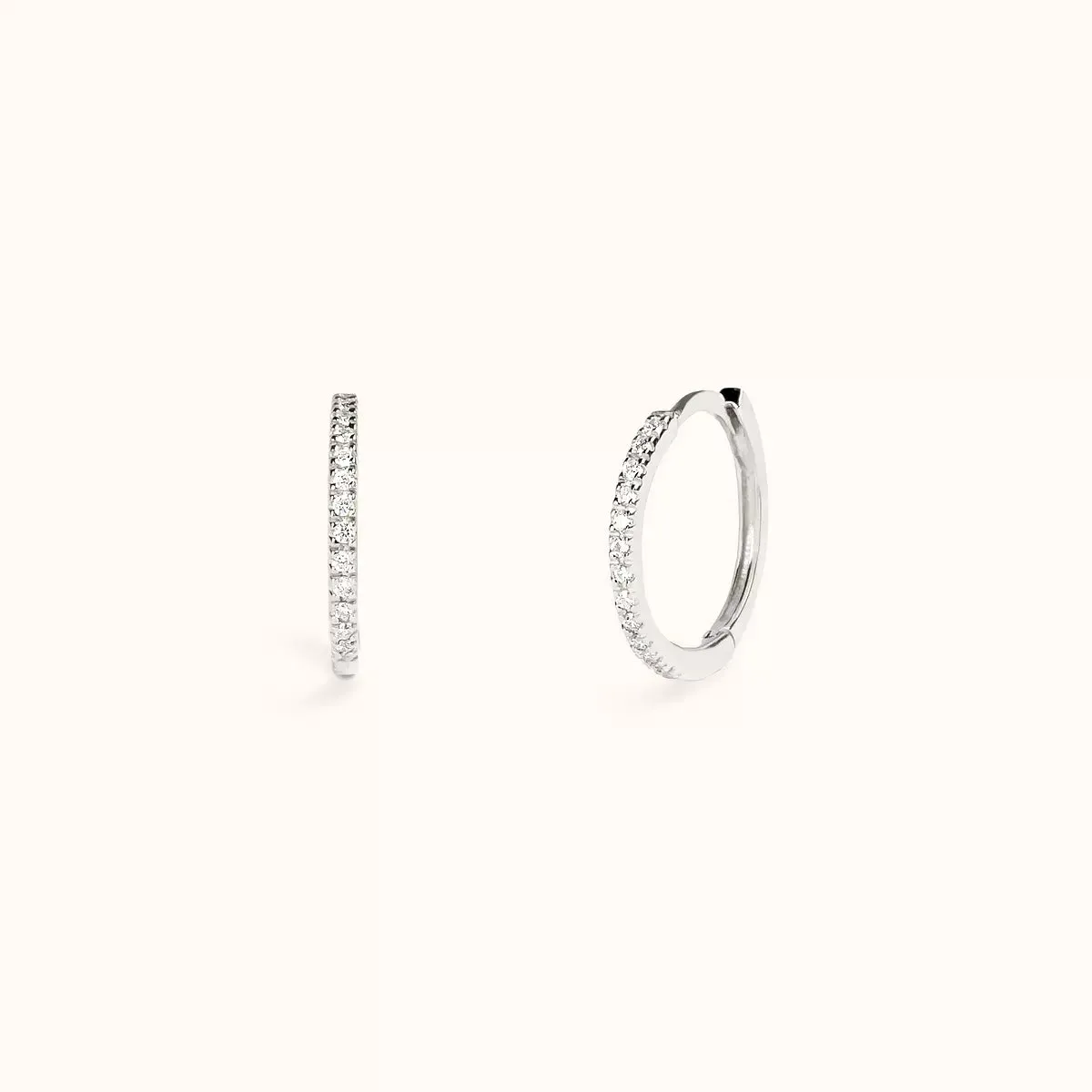 ALFYO Orecchini Loop Grandi a Cerchio in Oro Bianco e Diamanti