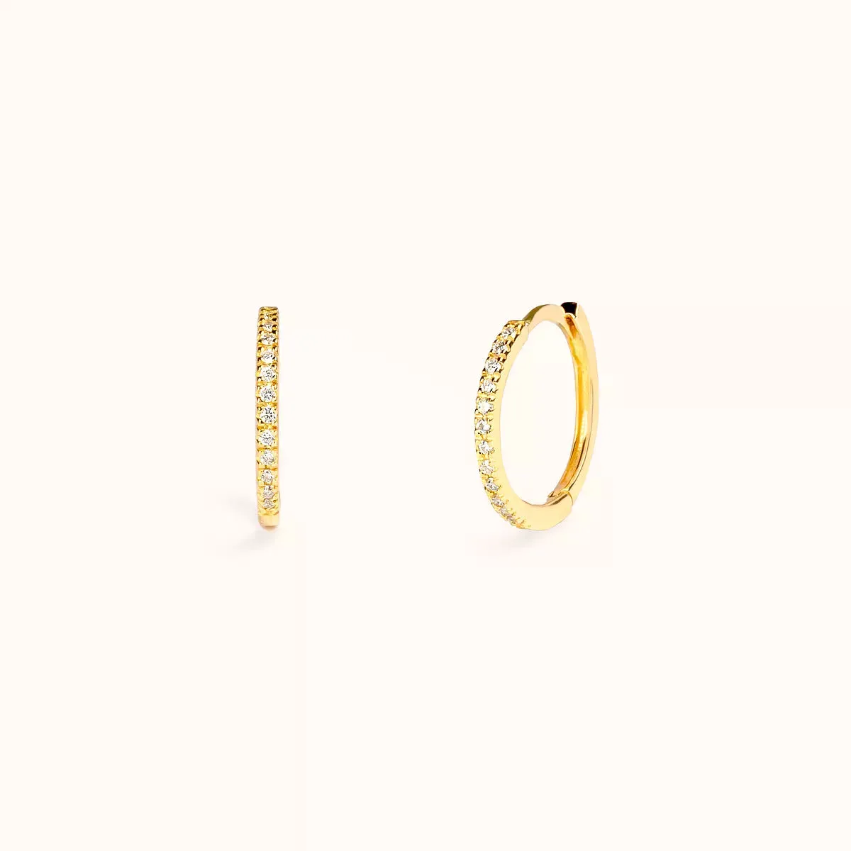 ALFYO Orecchini Loop Grandi a Cerchio in Oro Giallo e Diamanti