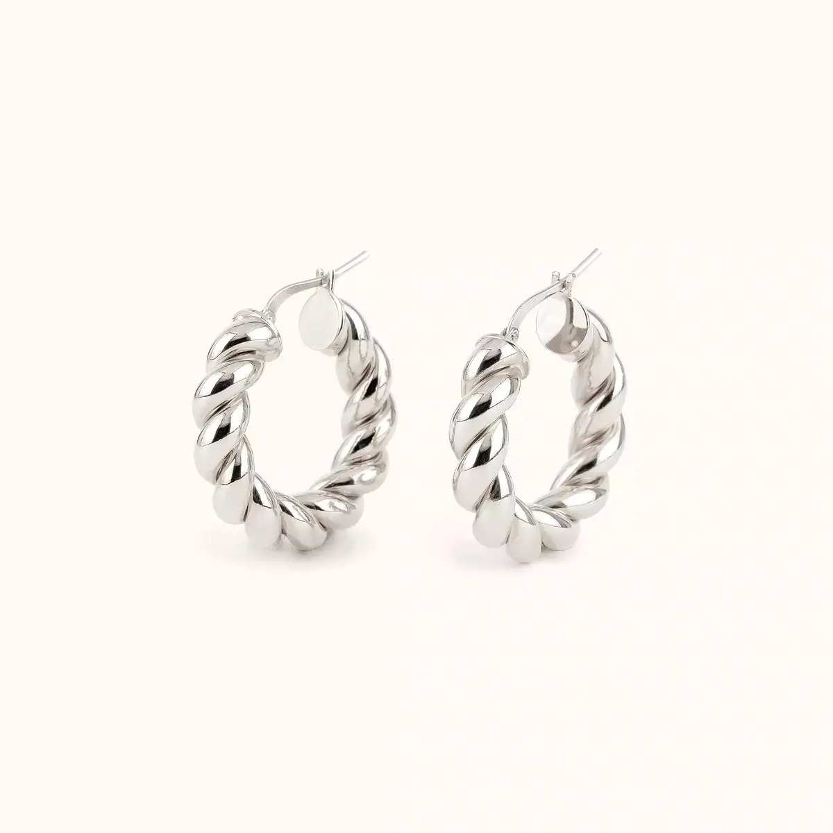 ALFYO Orecchini a Cerchio Croissant Argento