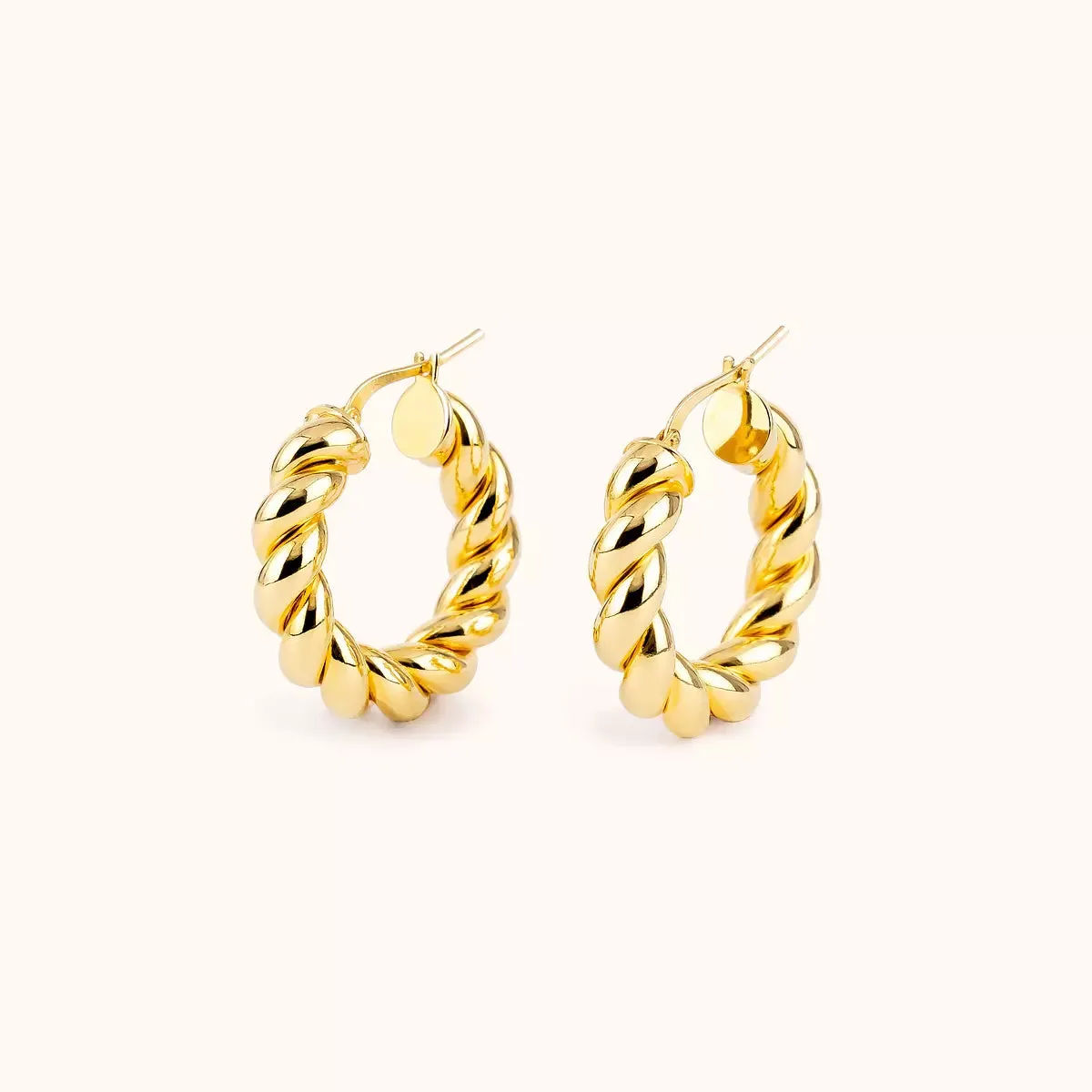 ALFYO Orecchini a Cerchio Croissant Oro GBECPGGO