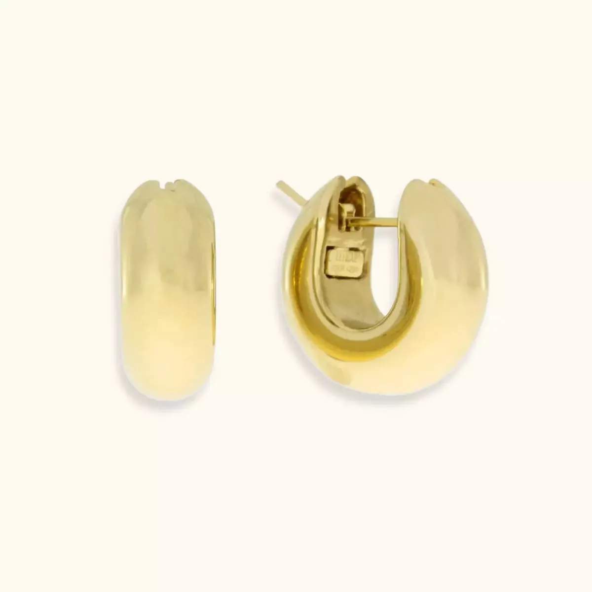 ALFYO Orecchini a Cerchio in Oro Giallo Spessi 18kt