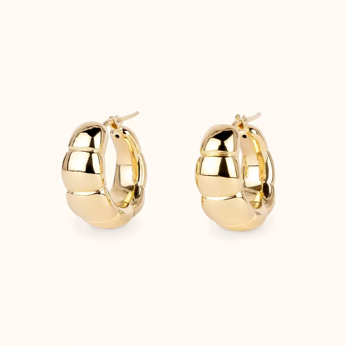 ALFYO Orecchini a Cerchio Marbella in Argento Dorato