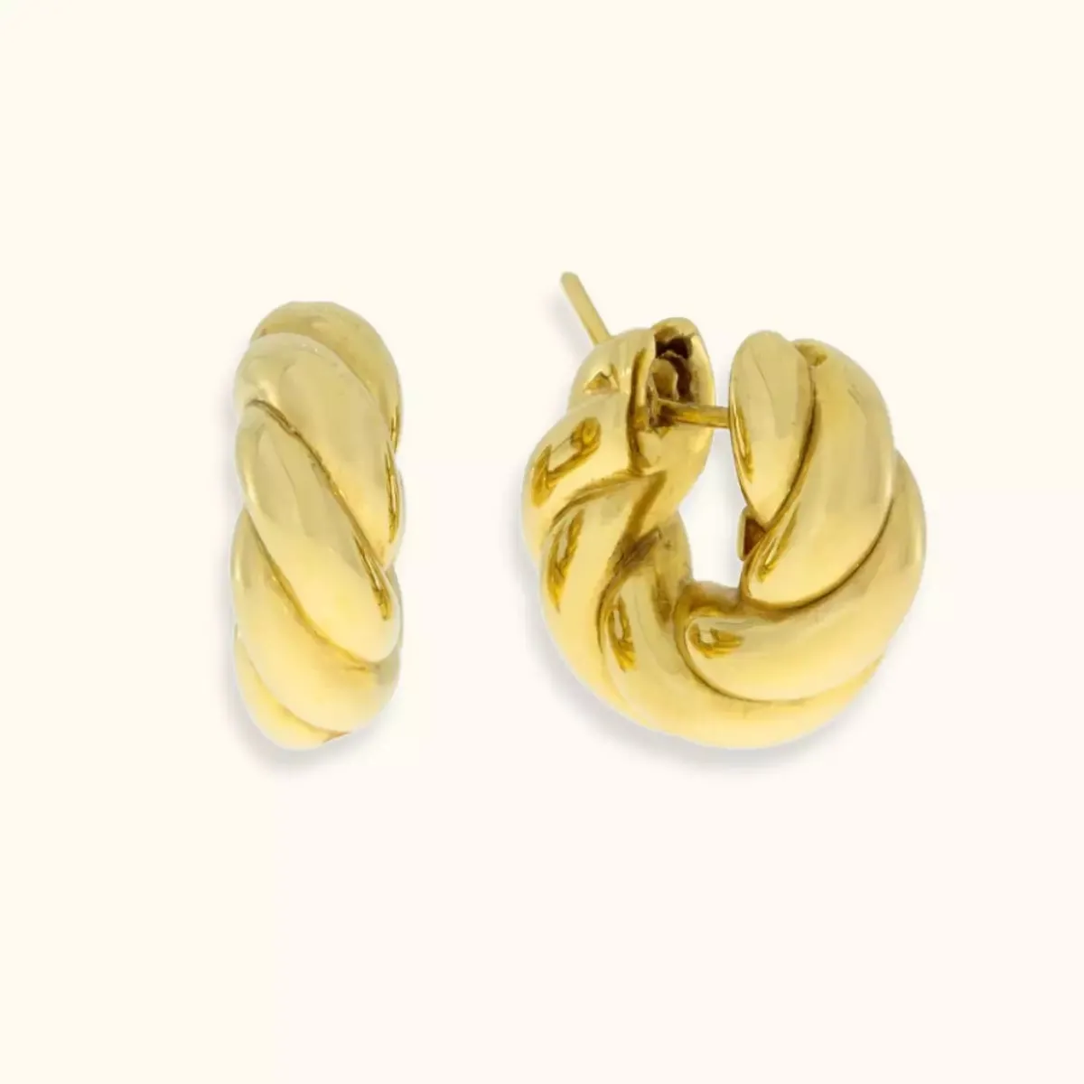 ALFYO Orecchini Vintage Torchon in Oro Giallo 18 kt