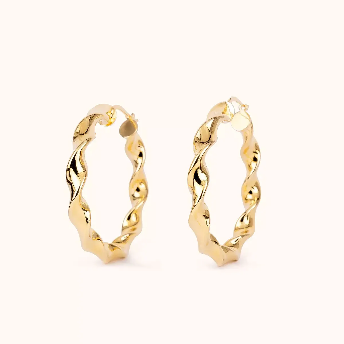 ALFYO Orecchini a Cerchio Twist placcati Oro 18 carati