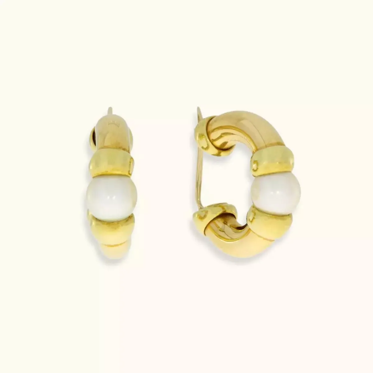 ALFYO Orecchini a Cerchio con Perla e Oro Giallo