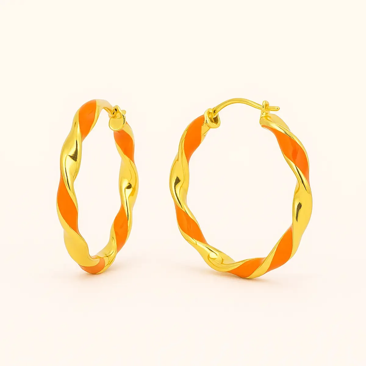 ALFYO Orecchini a Cerchio Twist Arancio GBETPGOR