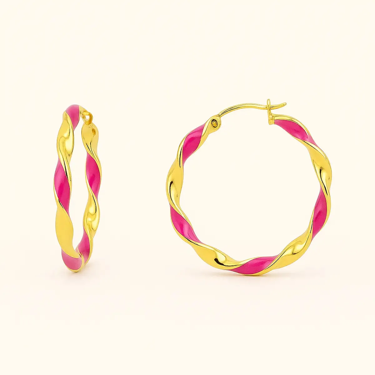 ALFYO Orecchini a Cerchio Twist Fucsia GBETPGFU