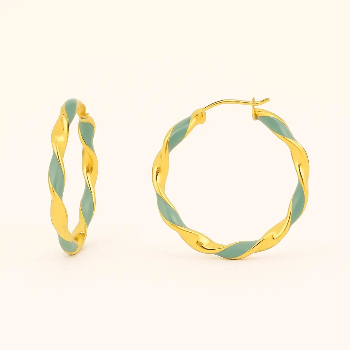 ALFYO Orecchini a Cerchio Twist Verde GBETPGGR