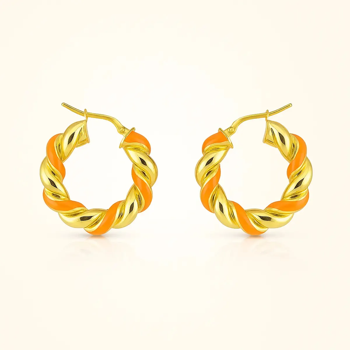 ALFYO Orecchini a Cerchio Croissant Arancio GBECPGOR