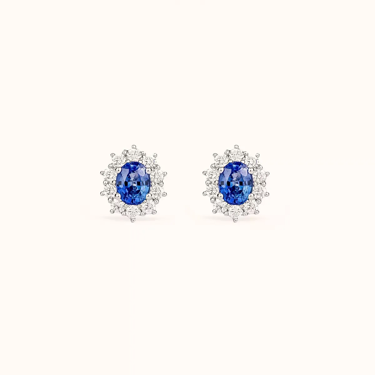 ALFYO Orecchini Kate Zaffiro e Diamanti in Oro Bianco
