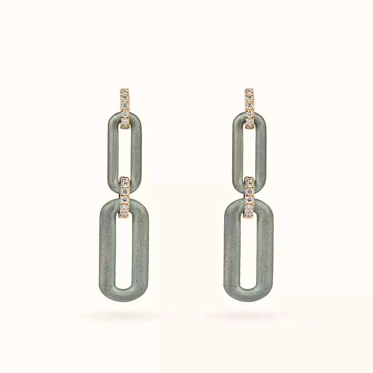 Orecchini Link in Oro Rosa e Titanio