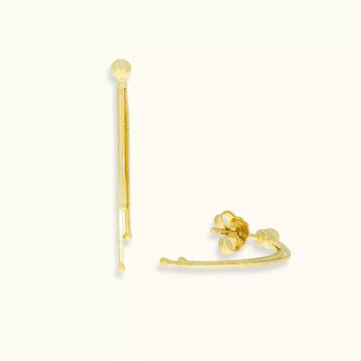 ALFYO Orecchini Pendenti Fili in Oro Giallo 18kt