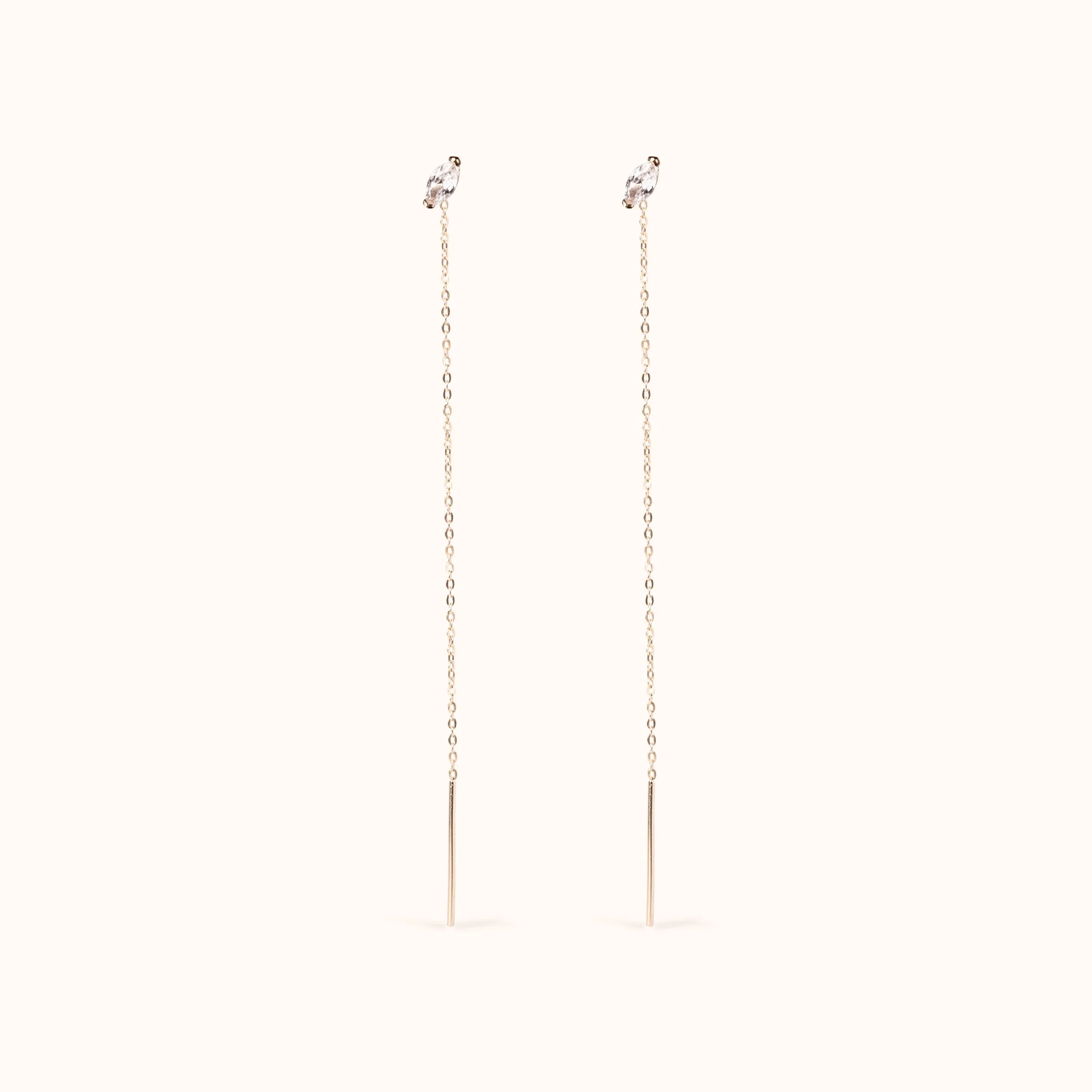 ALFYO Stilla Orecchini Pendenti Lunghi Oro e Pietra Marquise