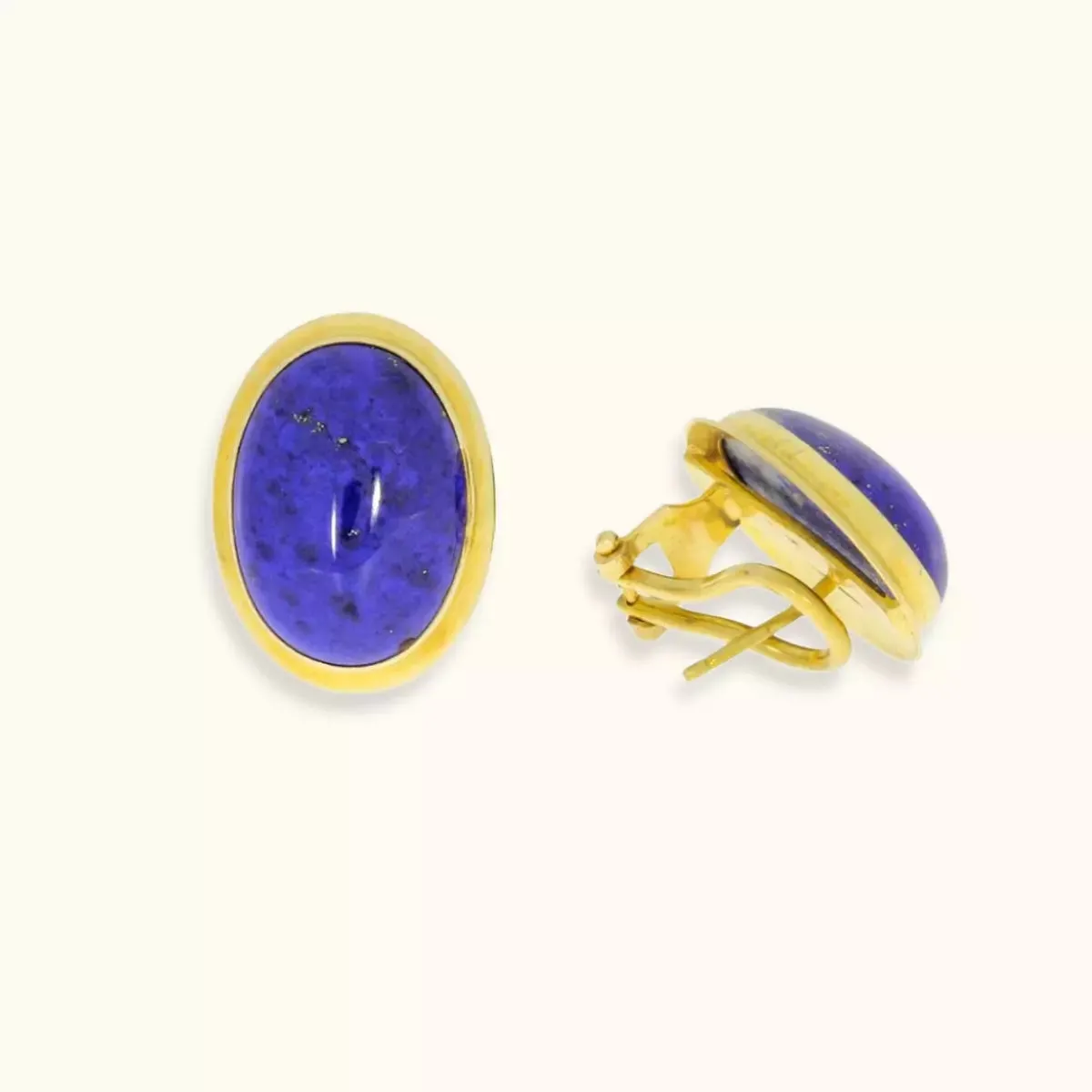 ALFYO Orecchini Vintage Lapis e Oro Giallo Ovali