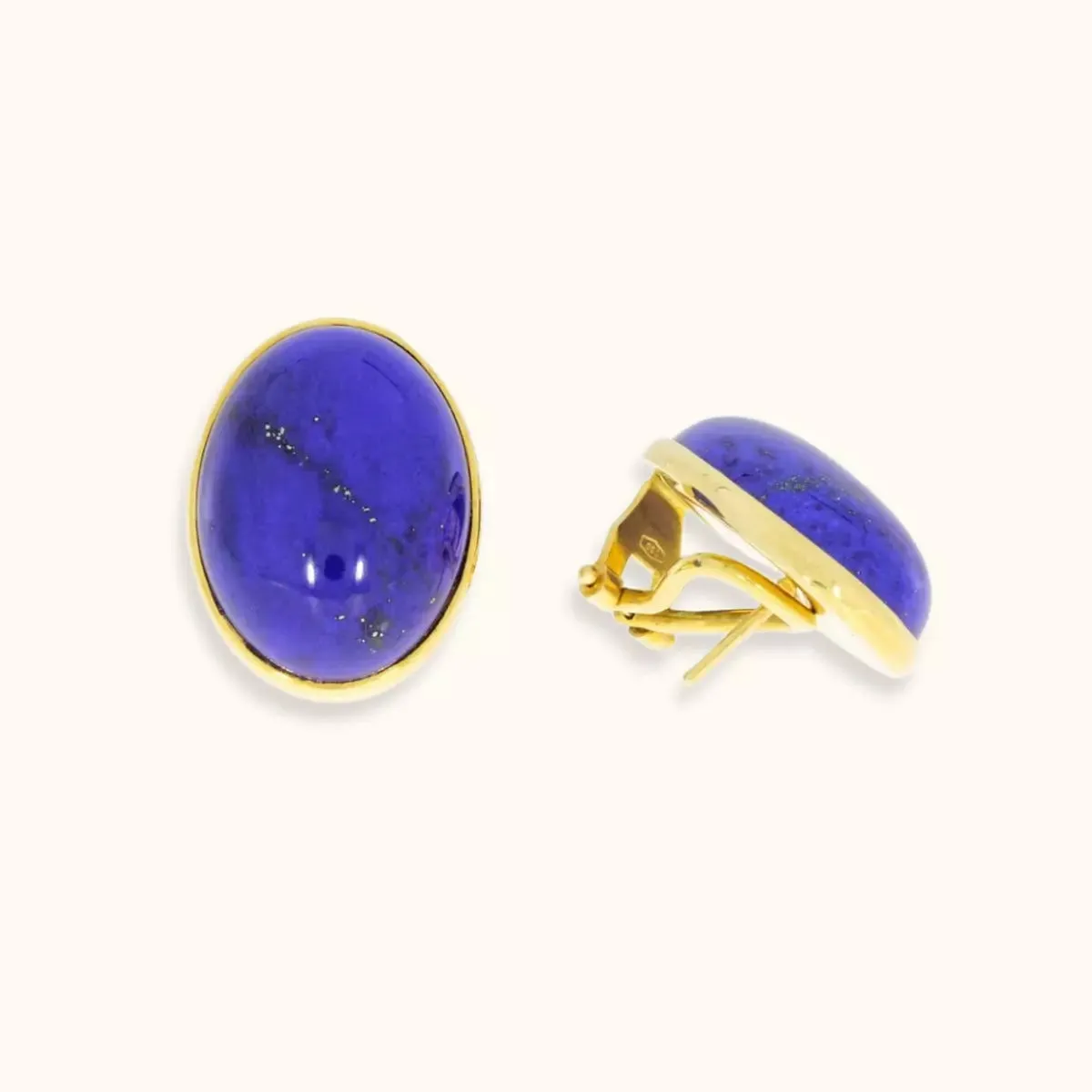 ALFYO Orecchini Vintage Ovali Lapis e Oro Giallo