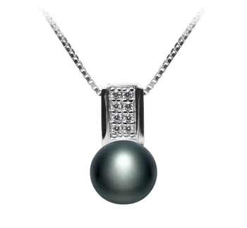 8-9mm di Perle Acqua Dolce Pendente en Alina Nero