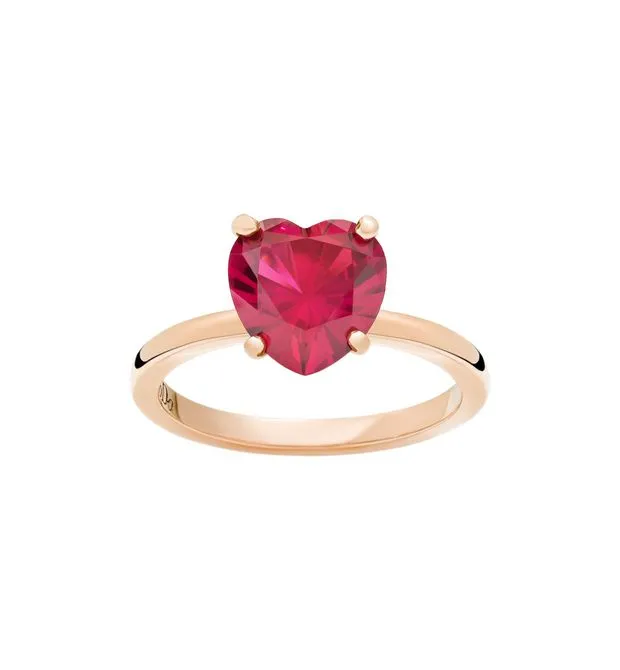 ANELLO 100% AMORE DODO ORO ROSA E RUBINO SINTETICO DAB1006-100AM-0009R-56