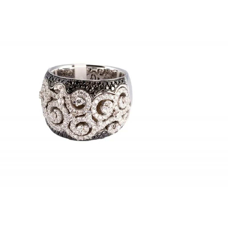 anello a fascia donna Giorgio Visconti ab13443 in oro 750 bianco con diamante nero e diamanti