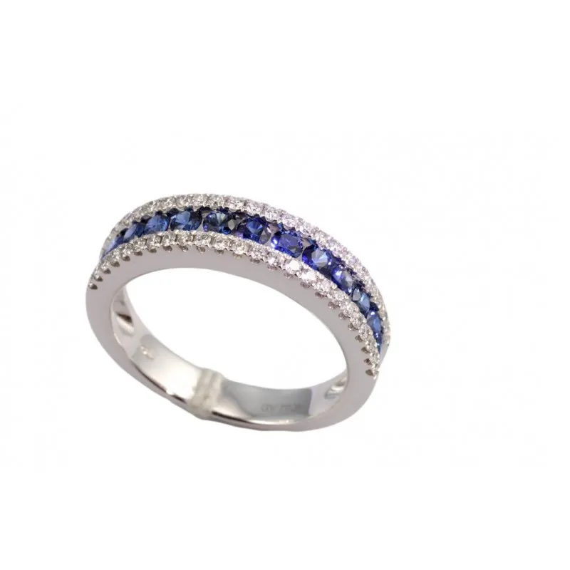 anello a fascia donna Giorgio Visconti abx16055z in oro 750 bianco con zaffiri e diamanti