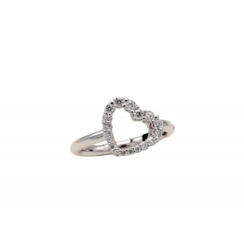 anello a pavè donna Recarlo Cuore sgriffato Anniversary r01cu009-031 in oro 750 bianco con diamanti