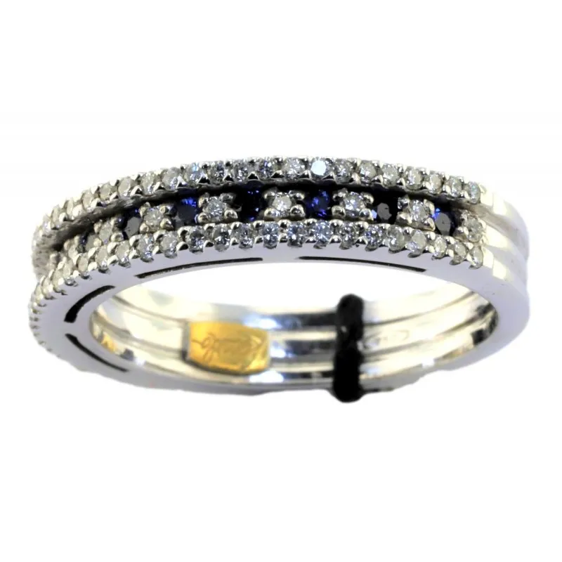 anello a pavè donna Recarlo zr352-baz in oro 750 bianco, zaffiri e diamanti