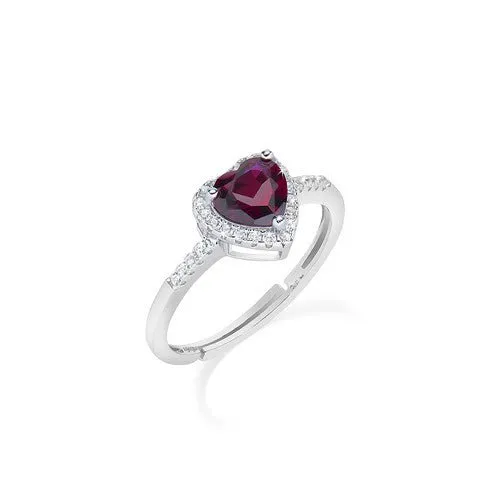 Anello Adattabile Rodio Cuore dell'Oceano Rubino - ANTICBR