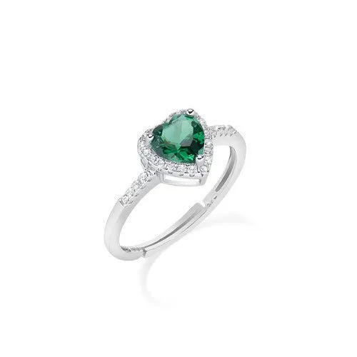 Anello Adattabile Rodio Cuore dell'Oceano Verde - ANTICBVE