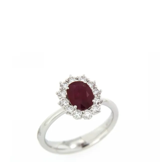 ANELLO CENTRO COLORE OVALE DIAMANTI E RUBINO R79CC003/RB065