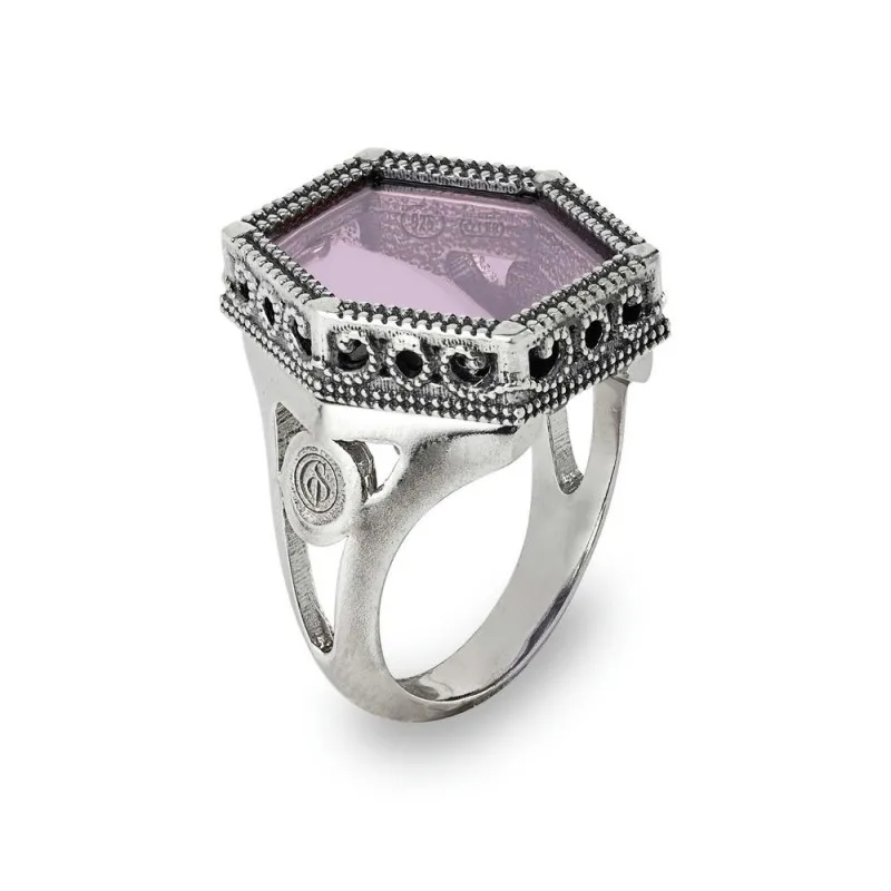 anello chevalièr donna Gerardo Sacco Mattonella - Capocolonna 28023ra argento 925 con zirconia