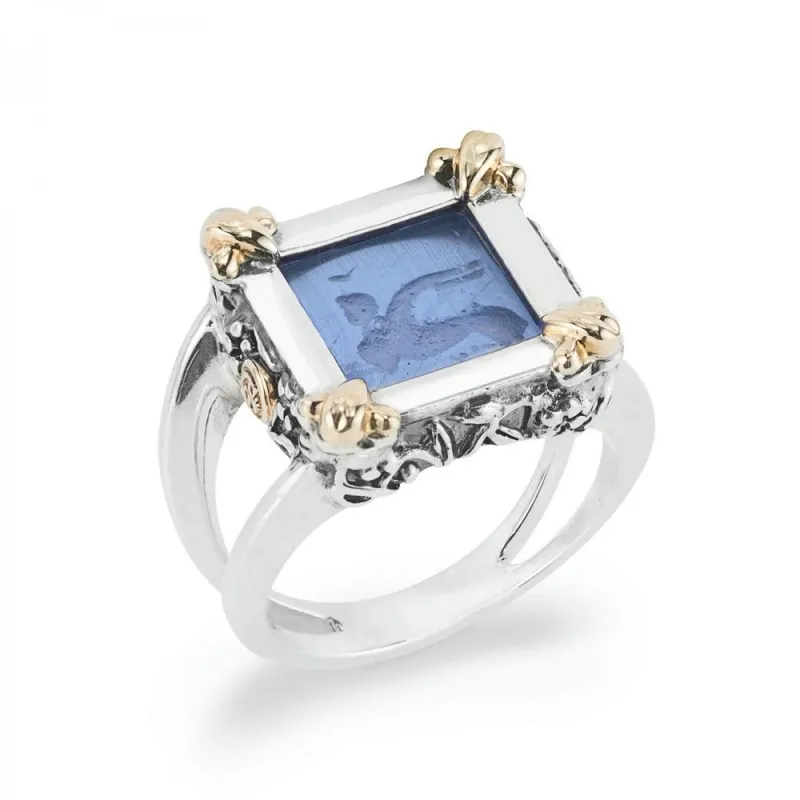 anello chevalièr donna Gerardo Sacco Pasta Vitrea 35115LAV argento 925