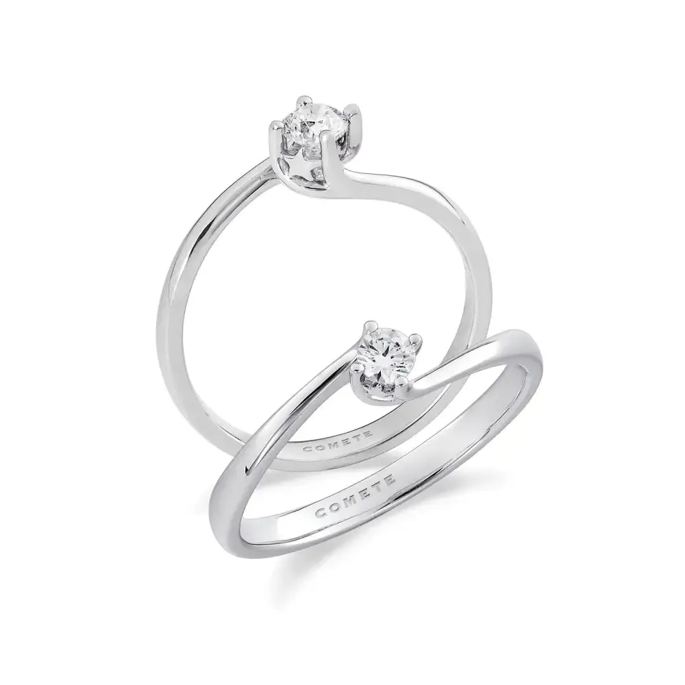 Anello Solitario Oro Bianco COMETE: Il Tuo Momento Prezioso