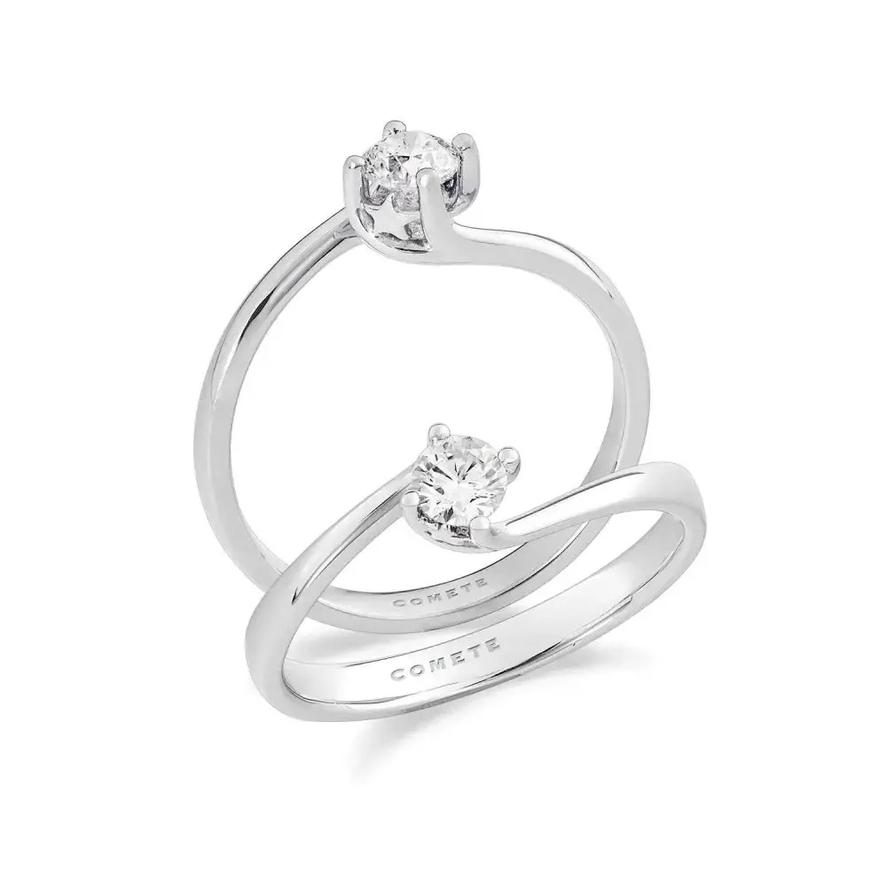 Anello Solitario COMETE Oro Bianco: Il Regalo Perfetto