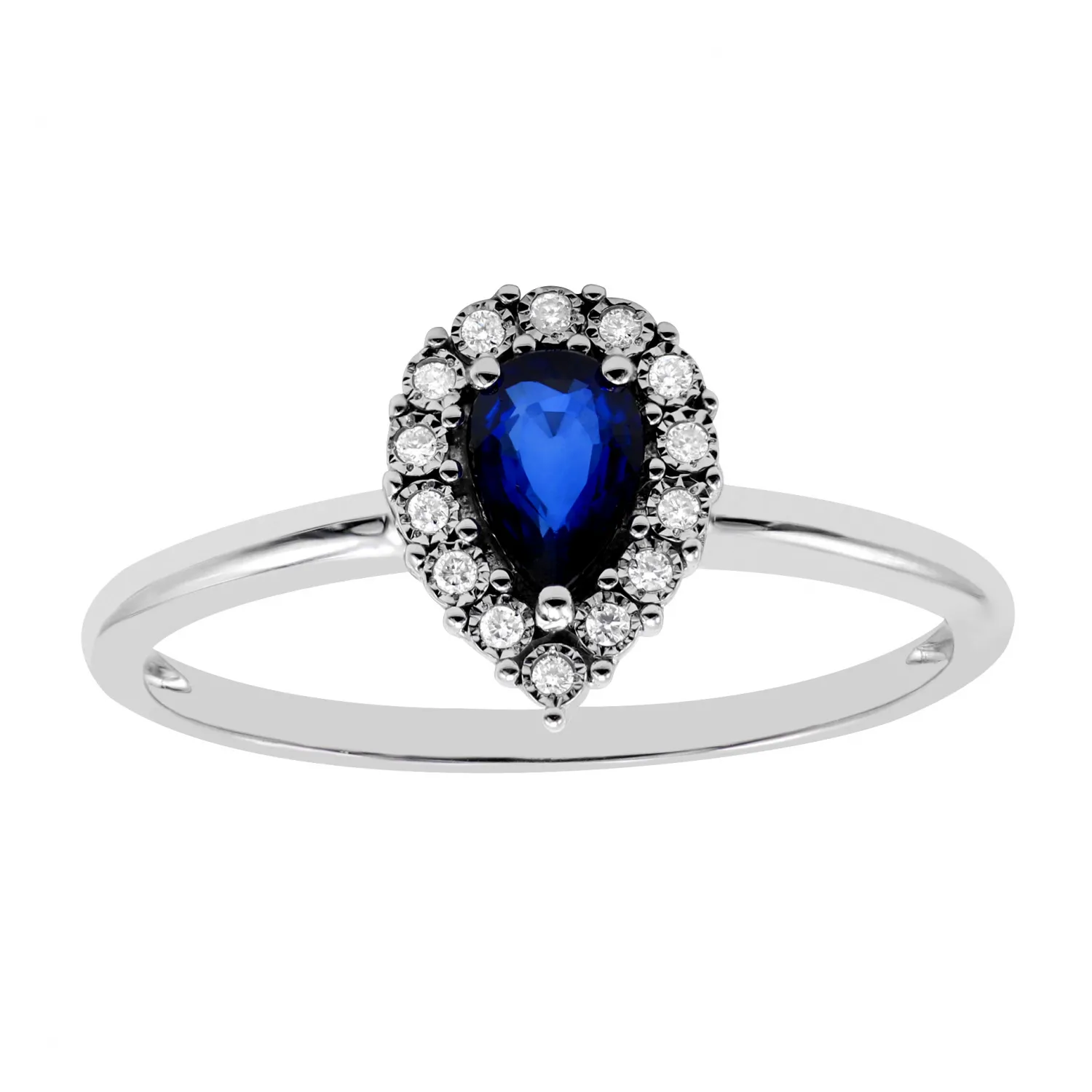 ANELLO CON ZAFFIRO A GOCCIA E DIAMANTI