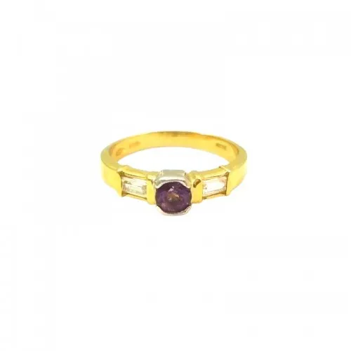 ANELLO DA DONNA IN ORO GIALLO BIANCO 18 KT CON AMETISTA E ZIRCONI