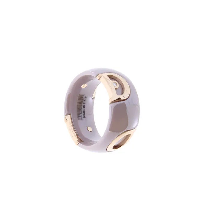 ANELLO DAMIANI D.ICON IN CERAMICA CAPPUCCINO ORO E DIAMANTE 20082226