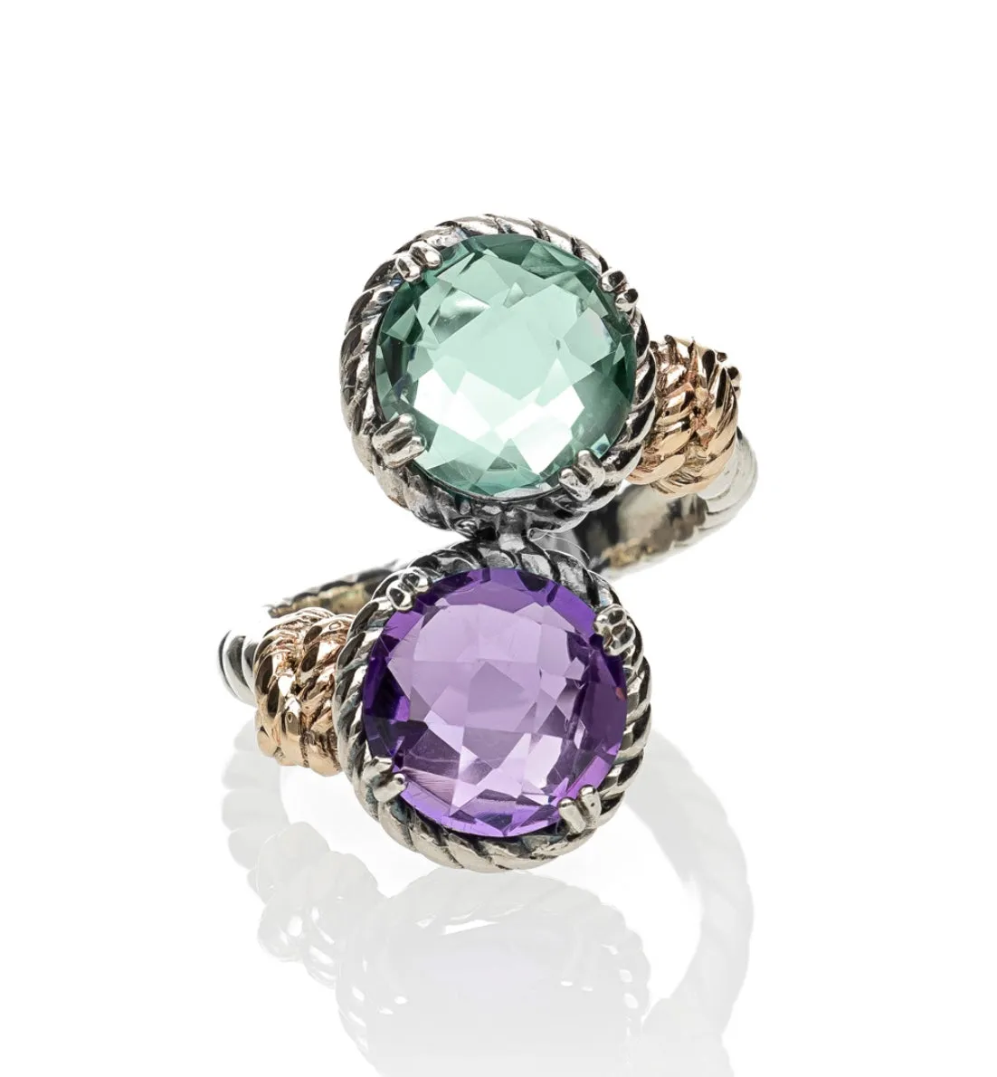 ANELLO DE NOBILI NODI CERCHIO INTRECCIO 2 PIETRE AN3723