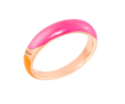 ANELLO DODO ARGENTO DORATO SMALTO HYCERAM ARANCIO E ROSA DAC3007-RONDE-AFRAG-56