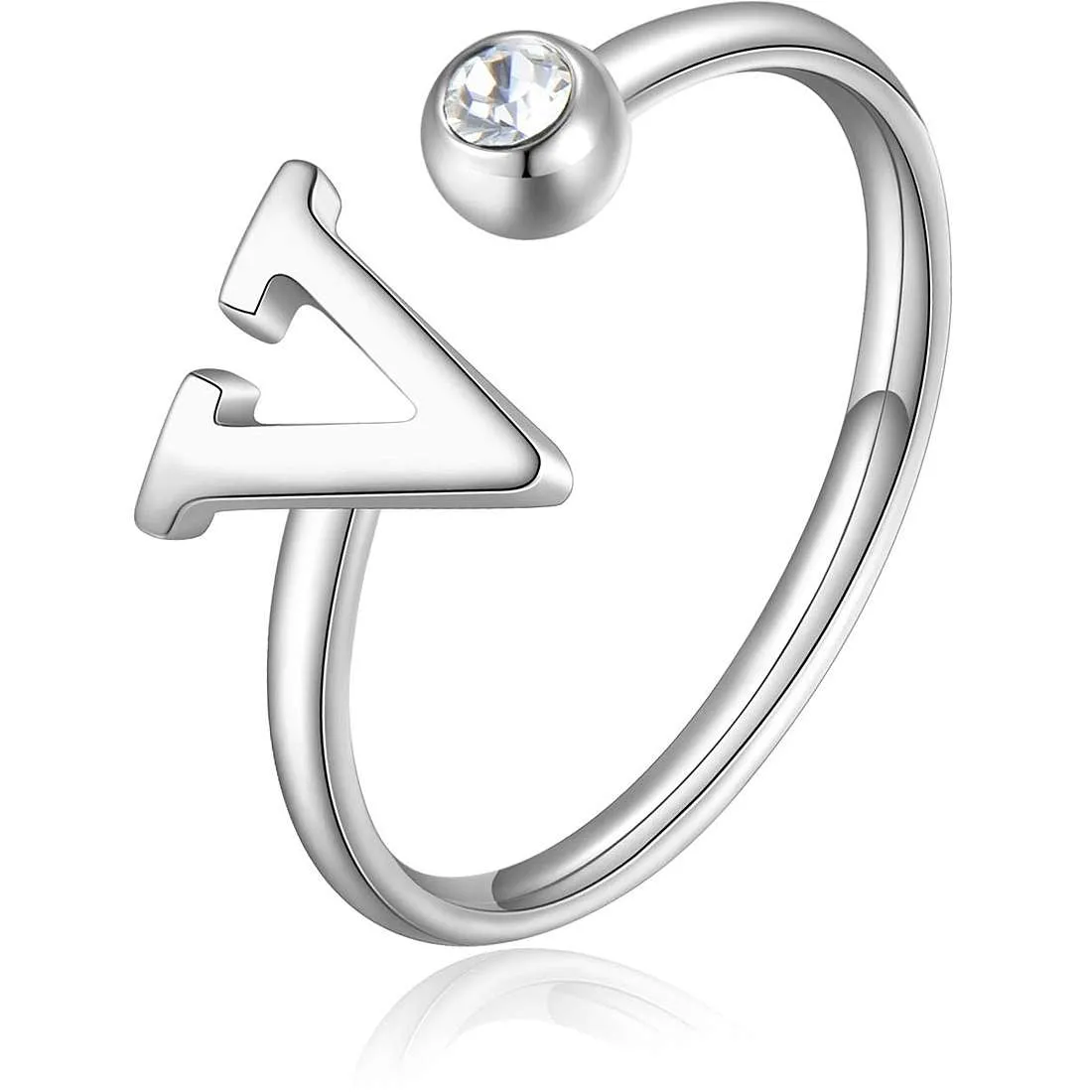 anello donna gioielli Sagapò Click lettera v sck192