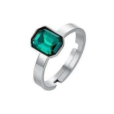 Anello donna gioielli Luca Barra Summer ank477 in acciaio con pietra verde