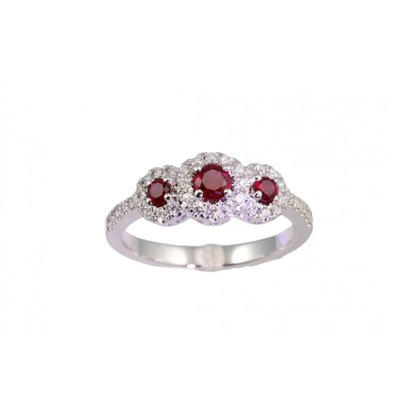 anello donna Giorgio Visconti rubini e diamanti oro bianco 750 modello abx16073r