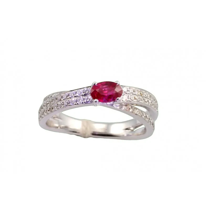 anello donna Giorgio Visconti rubino e diamanti oro bianco 750 modello abx14145r