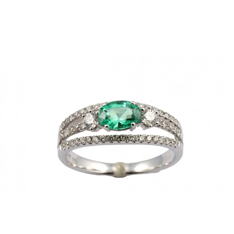 anello donna Giorgio Visconti smeraldo e diamanti oro bianco 750 modello a10228172