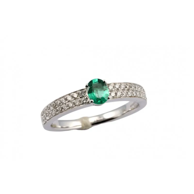 anello donna Giorgio Visconti smeraldo e diamanti oro bianco 750 modello abx14146s