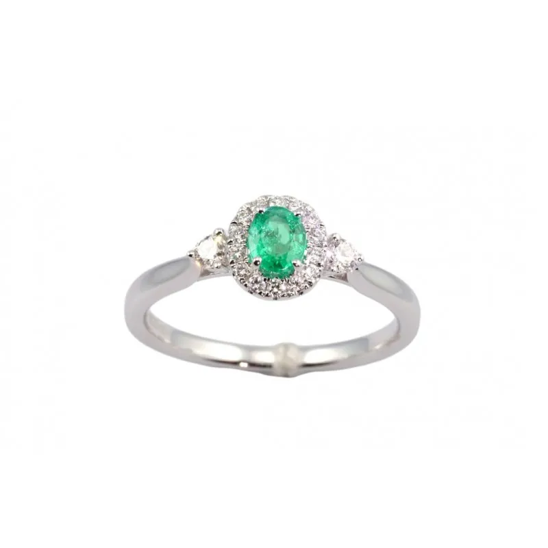 anello donna Giorgio Visconti smeraldo e diamanti oro bianco 750 modello abx16085s