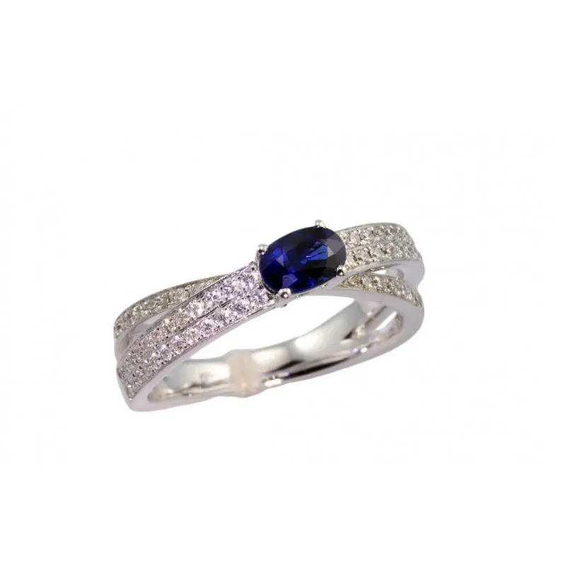 anello donna Giorgio Visconti zaffiro e diamanti oro bianco 750 modello abx14145z